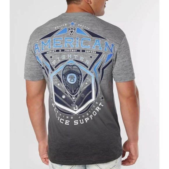 AMERICAN FIGHTER Men's T-Shirt STATE LINE TEE Grey - Picture 2 of 3